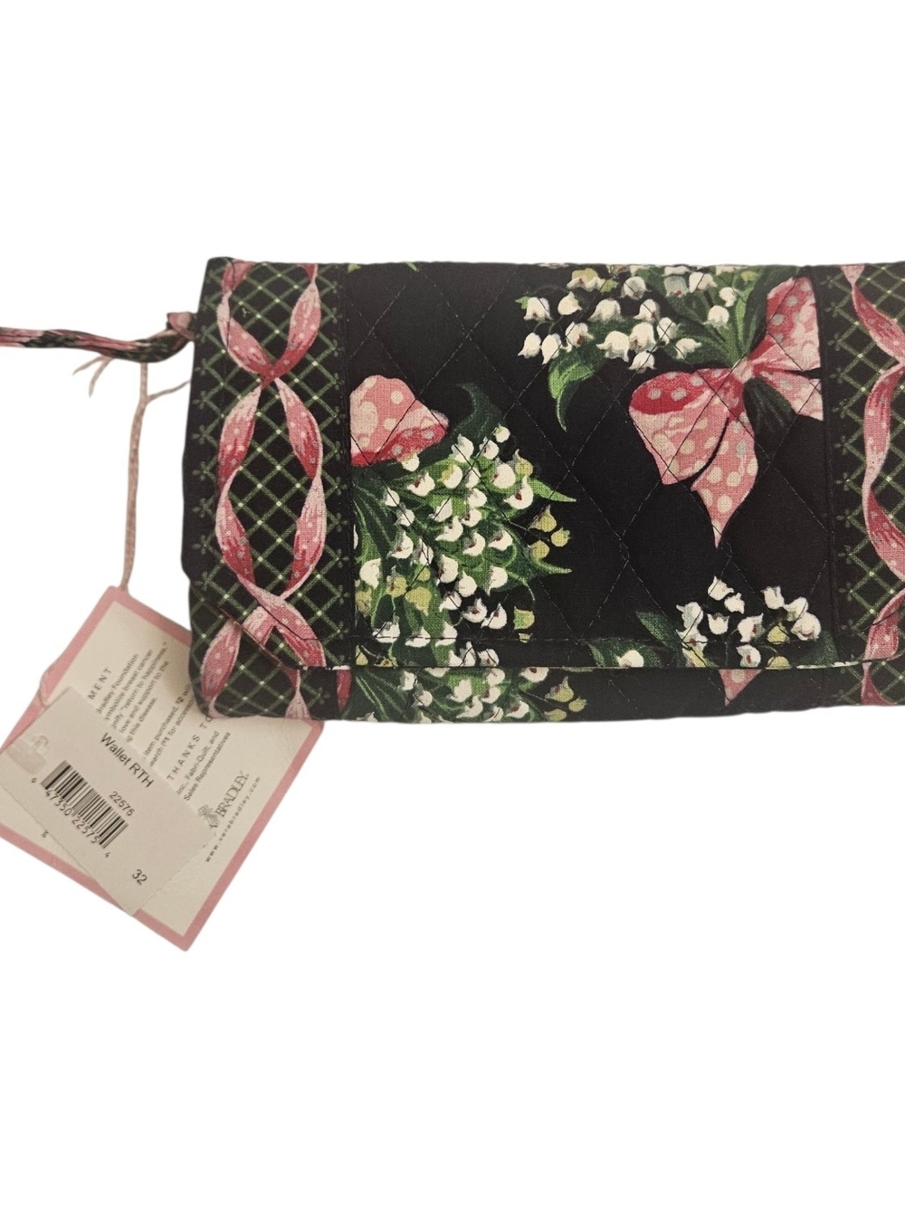 Vera Bradley Lily of the Valley New Hope Wallet Vintage Retired Bows Ribbon